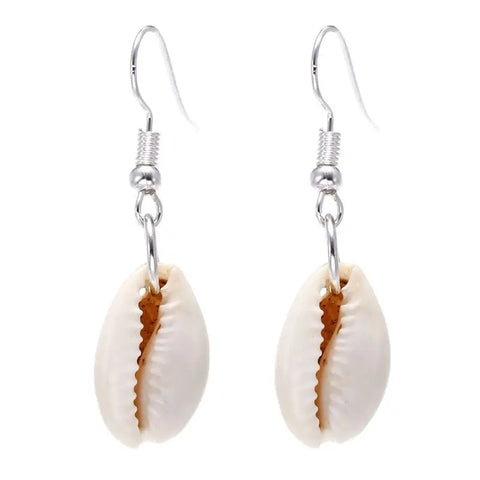 Cowrie Shell Earrings - Silver