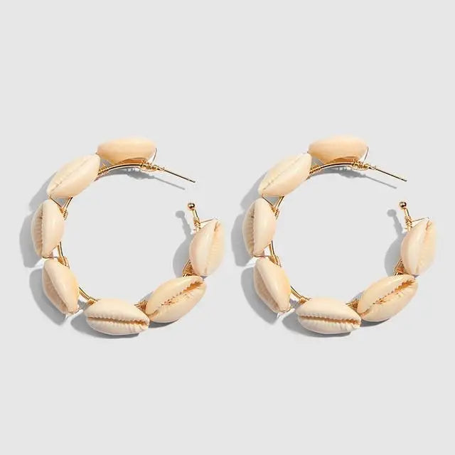 Cowrie Shell Hoops