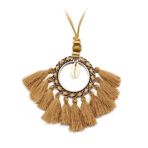 Cowrie Shell Pompon Necklace