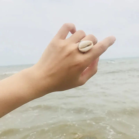 Cowrie Shell Ring-beach style- boho chic style