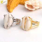 Cowrie Silhouette Ring_shell ring-golden cowrie ring