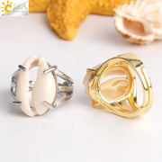 Cowrie Silhouette Ring_shell ring-golden cowrie ring