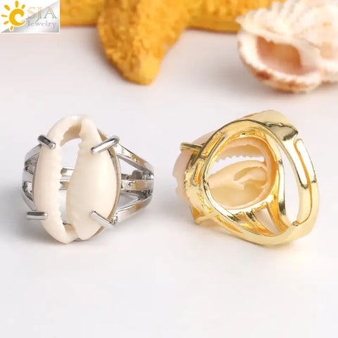 Cowrie Silhouette Ring_shell ring-golden cowrie ring