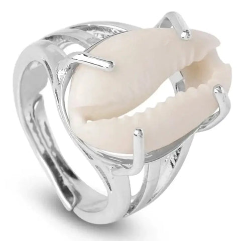 Cowrie Silhouette Ring_shell ring-golden cowrie ring