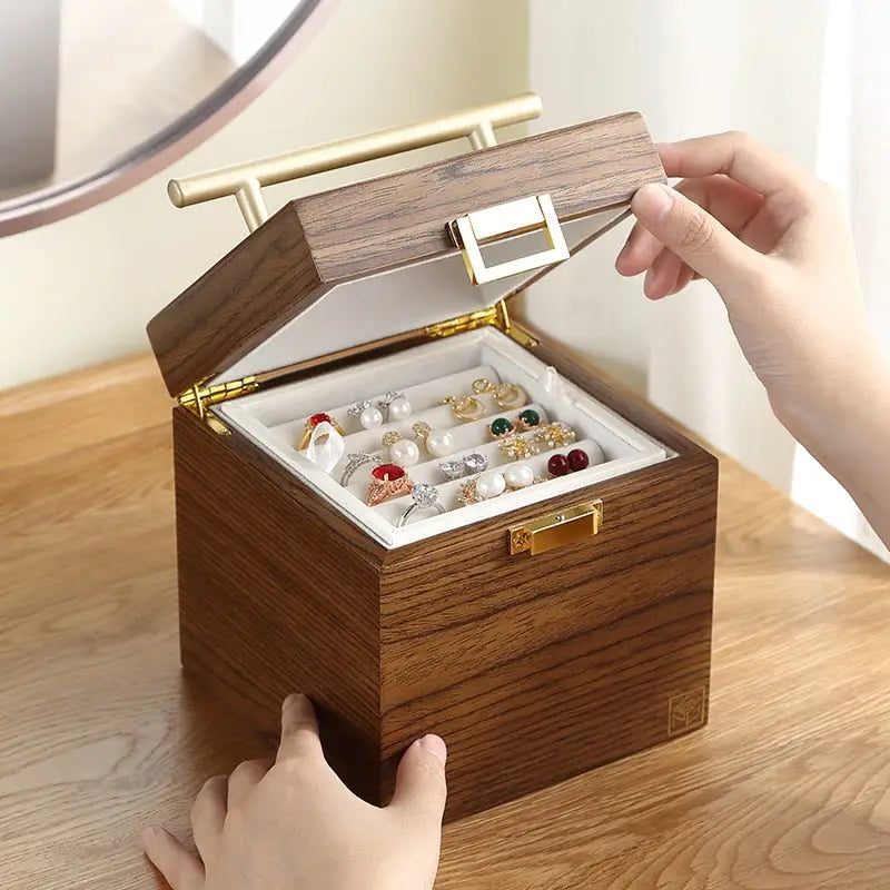Cube Design Wooden Jewelry Box