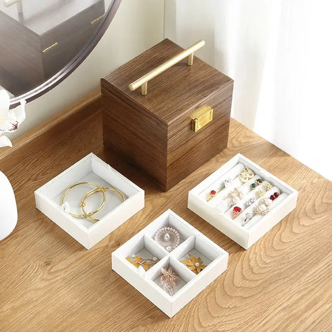 Cube Design Wooden Jewelry Box