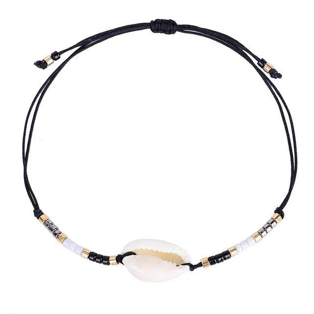 Current Cowrie Shell Anklet - Black