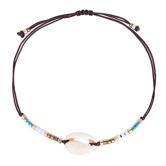 Current Cowrie Shell Anklet - Brown