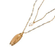 Double Pendant Gold Shell Necklace