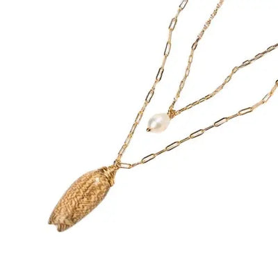 Double Pendant Gold Shell Necklace