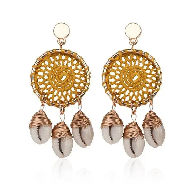 Dreamcatcher and Cowrie Shell Earrings