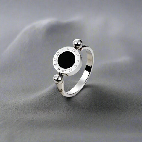 dual-side-shell-roman-numeral-ring-silver-clock shell dual side ring-shell ring- navcre shell ring-mother of pearl shell ring