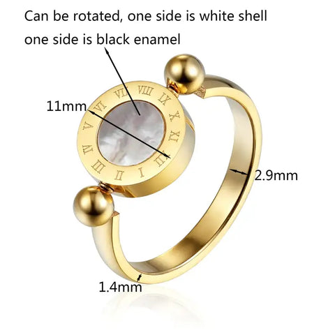 dual-side-shell-roman-numeral-ring-silver-clock shell dual side ring-shell ring- navcre shell ring-mother of pearl shell ring