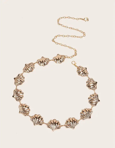 Dune Dream Shell Waist Chain-golden shell belt-gold shell belt conch shell belt-shell jewelry-boho chic style-weddind style belt