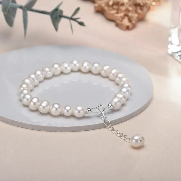 Elegant Pearl Drop Bracelet-sterling silver shell bracelet-shell jewelry-shell bracelet