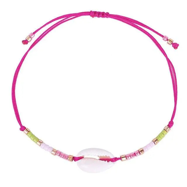 Fine Rose Cowrie Shell Anklet