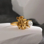 Floral Pearl Bloom Ring - 7