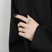 Geometric shell ring-mother of pearl shell ring-shell ring-nacre ring