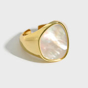 Geometric shell ring-mother of pearl shell ring-shell ring-nacre ring