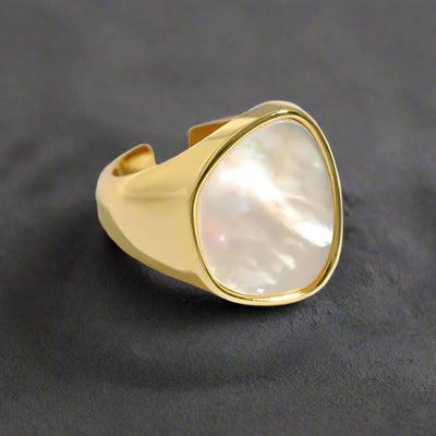 Geometric shell ring-mother of pearl shell ring-shell ring-nacre ring