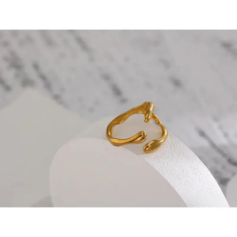 Gold Coral - Inspired Open Ring-golden shell ring -coral ring