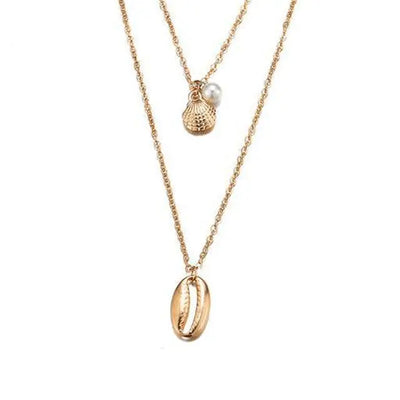 Gold Cowrie and Pearl Pendant