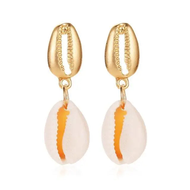 Gold Cowrie Earrings