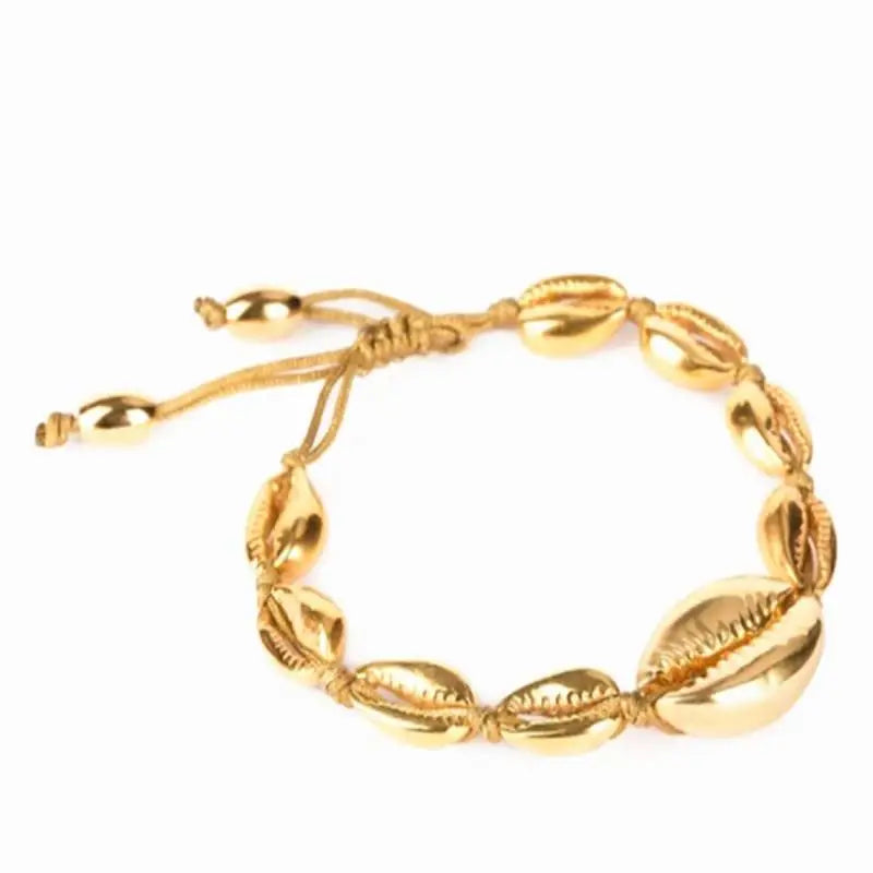 Gold Cowrie Shell Anklet - Golden