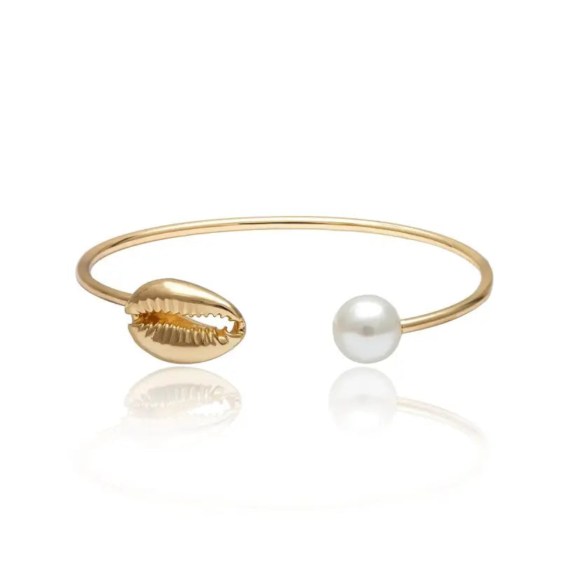 Gold Cowrie Shell Bangle
