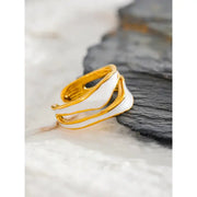 gold-edged-pearl-wave-ring-shell ring-golden shell ring-edge shell ring