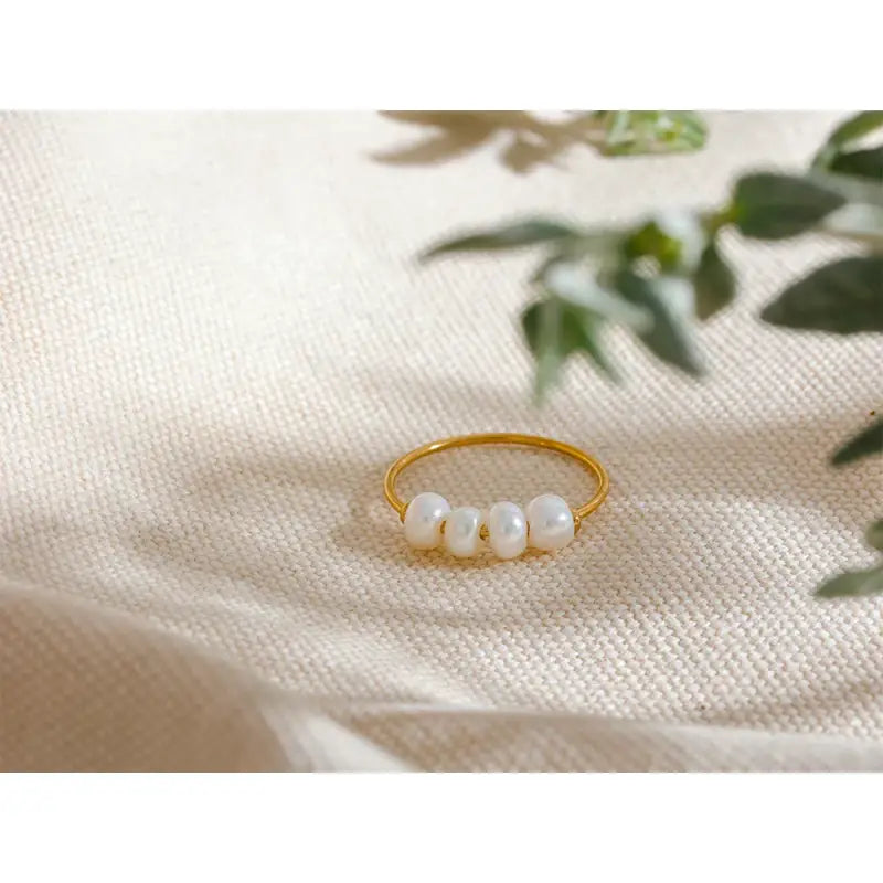 Gold Four - Pearl Band Ring