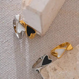 Gold Heart Shell Inlay Ring-gold mother of pearl ring-heart nacre shell ring-nacre shell ring-shell ring-shell jewelry-beach outfit ring-beach style-boho style-bohemian jewelry-wedding style ring
