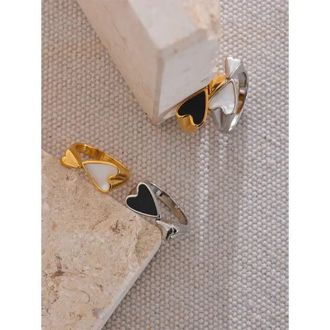 Gold Heart Shell Inlay Ring