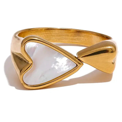 Gold Heart Shell Inlay Ring