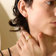 Gold Pearl Cuff Ring