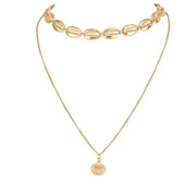 Gold Pendant Shell Choker Necklace