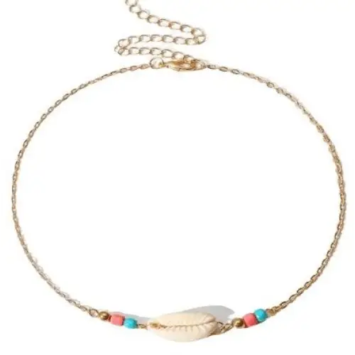 Gold Seashell Choker Necklace with Chain