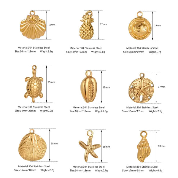 Gold Shell Charms-Shell Charms-shell jewelry-shell pendants-boho chic style-bohemian jewelry-beach outfit jewelry 
