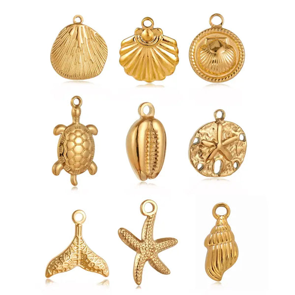 Gold Shell Charms-Shell Charms-shell jewelry-shell pendants-boho chic style-bohemian jewelry-beach outfit jewelry