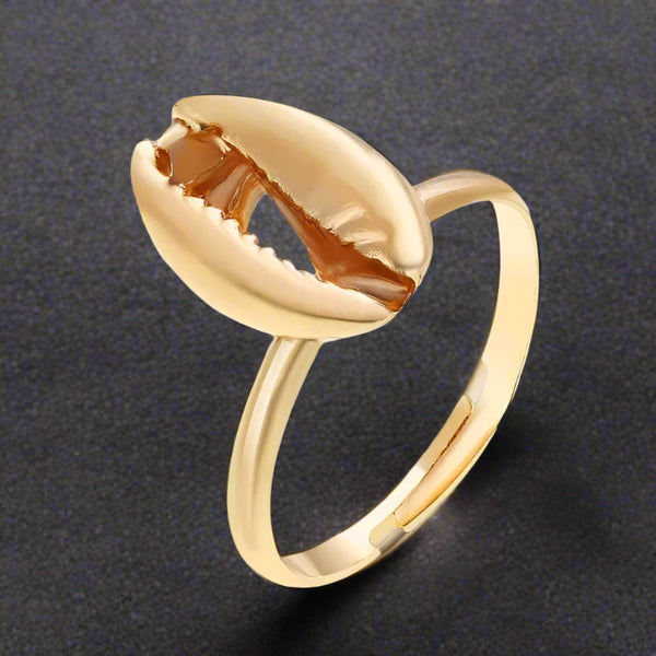 Gold Shell Ring-golden cowrie ring