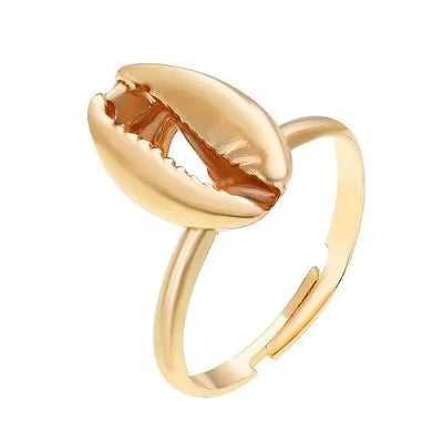 Gold Shell Ring-golden cowrie ring