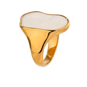 Gold Signet Shell Ring-mother of pearl golden shell ring-nacre shell ring