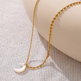 golden shell moon necklace-shell necklace-moon pendant necklace-gold necklace-