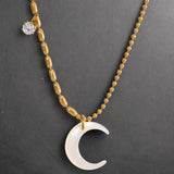 golden shell moon necklace-shell necklace-moon pendant necklace-gold necklace-