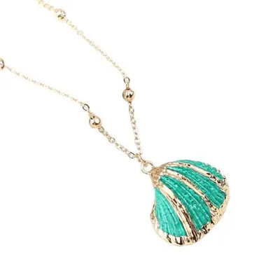 Green Shell Pendant Necklace