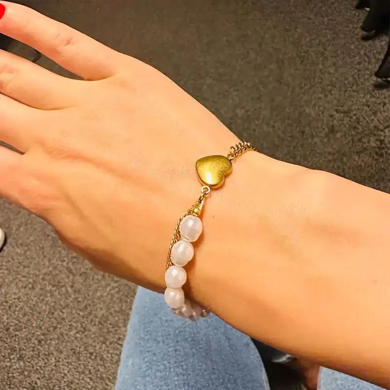 Heart Accent Pearl Bracelet