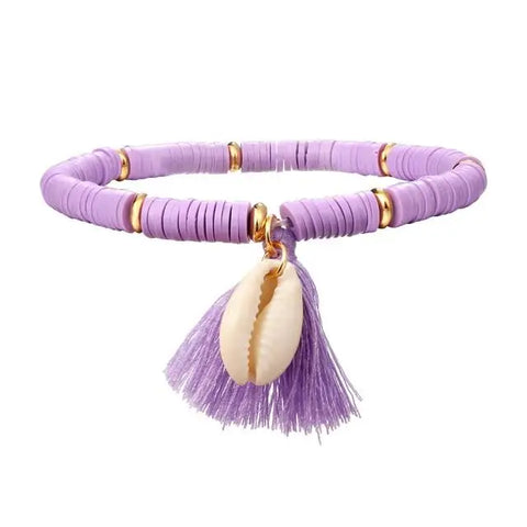 Heishi Shell Bracelet - Purple