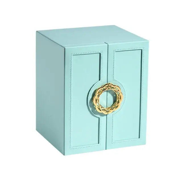Leather Cabinet Design Jewelry Box - Blue