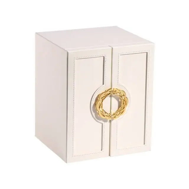 Leather Cabinet Design Jewelry Box - White