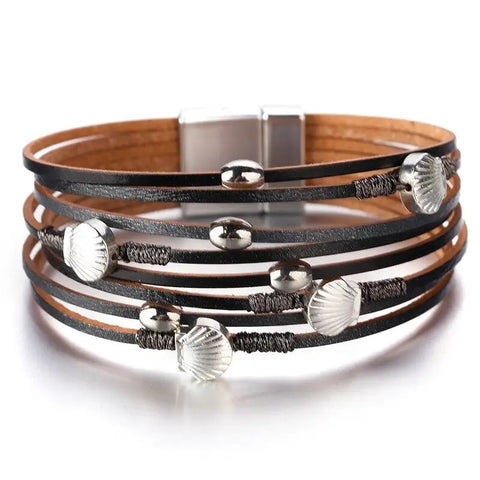 Leather Shell Bracelet